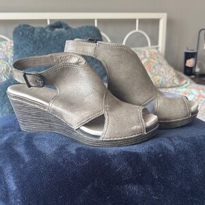 Born Metallic Taupe Wedge Sandals